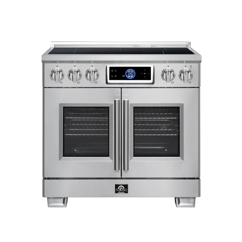 Maximus 36-Inch Induction range, French Door, 5 Cooking Zones, 5.36 cf. Convection Oven, Air Sous Vide, Air Fry Basket, Stainless Steel