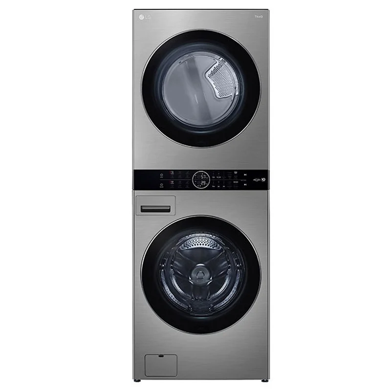 WKEX200HVA - LAUNDRY CENTERS - LG - Stacked Washer/Dryer - Electric - Black Stainless - Open Box