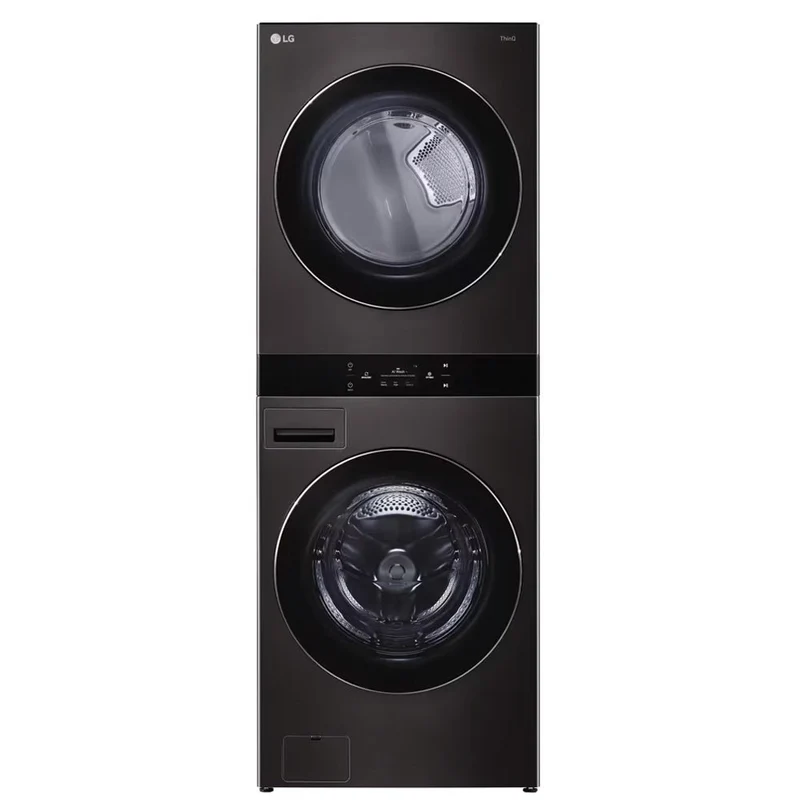 WKEX300HBA - LAUNDRY CENTERS - LG - Stacked Washer/Dryer - Electric - Black Stainless Steel - Open Box