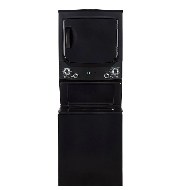 GUD57EEMTDG - LAUNDRY CENTERS - GE - Stacked Washer/Dryer -Gas - Black Stainless Steel - Open Box