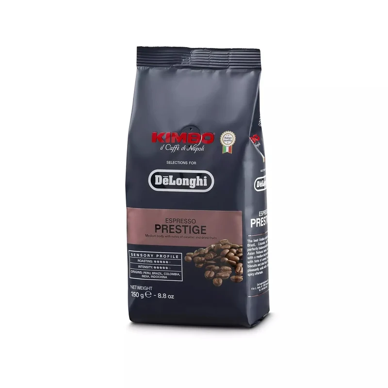 DeLonghi Café Kimbo Espresso en grain Prestige 65% Arabica 35% Robusta, 250 g