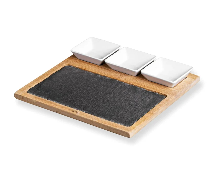 Plateau ardoise & bambou pour amuse-gueule LACOR 61042