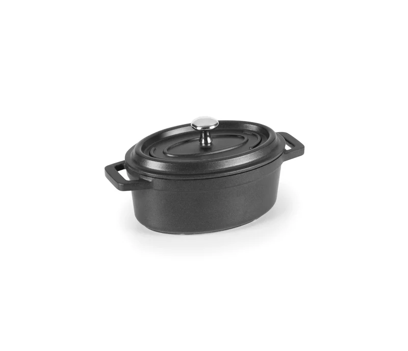 LACOR Cocotte ovale avec couvercle noir Mini Cocotte 25912