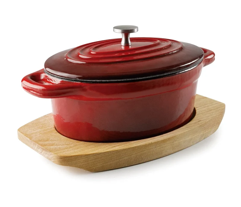 Mini cocotte ovale LACOR avec couvercle rouge Magma 25857
