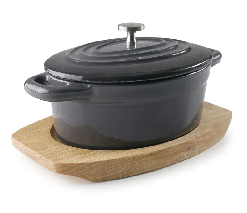 Mini cocotte ovale LACOR avec couvercle Magma grey 25847