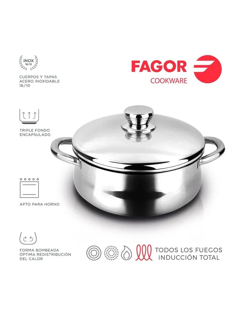 FAGOR Casserole SILVERINOX + Couvercle Ø28