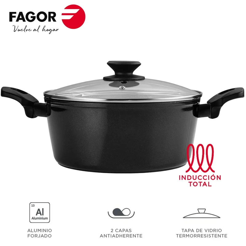 FAGOR Marmite VIVANT Noire + Couvercle Ø24