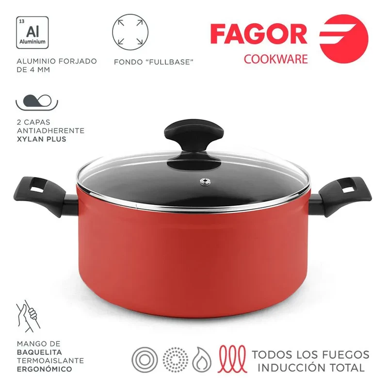 FAGOR Marmite MAXIMA Rouge + Couvercle Ø24
