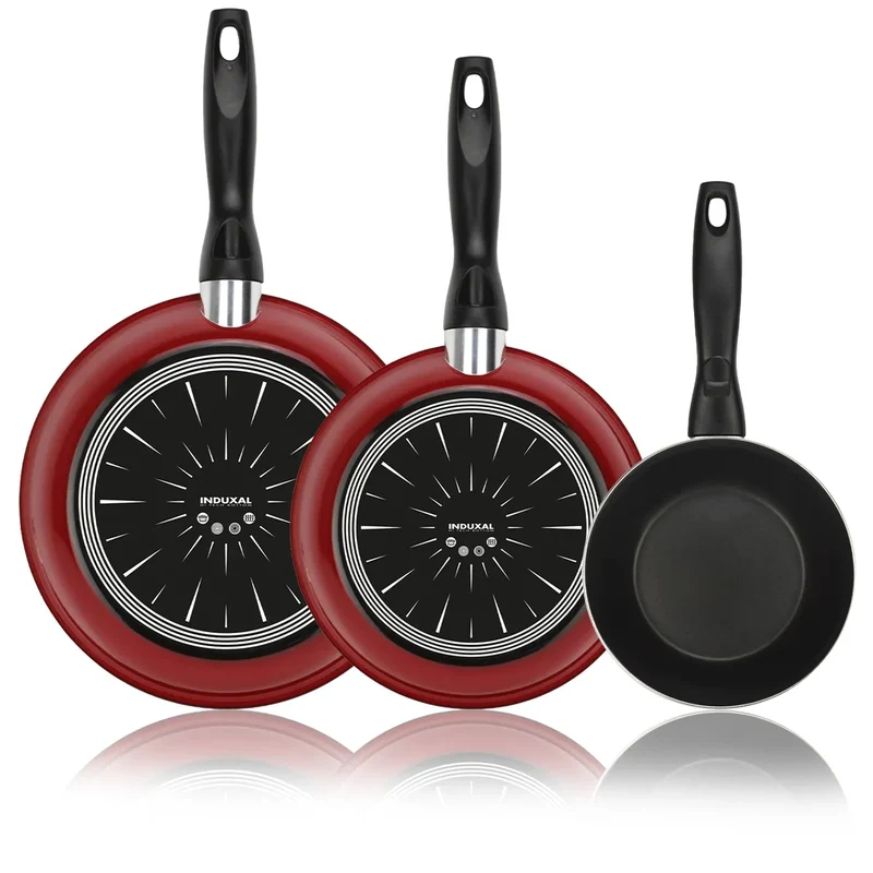 ALZA AKAI lot de 3 poêles en acier émaillé 18-20-24 cm.