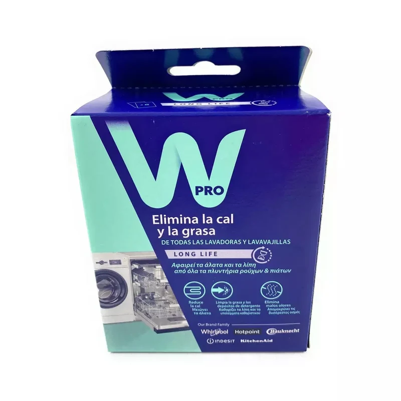 Détartrant nettoyant pour lave-linge et lave-vaisselle Whirlpool Wpro 6 unités