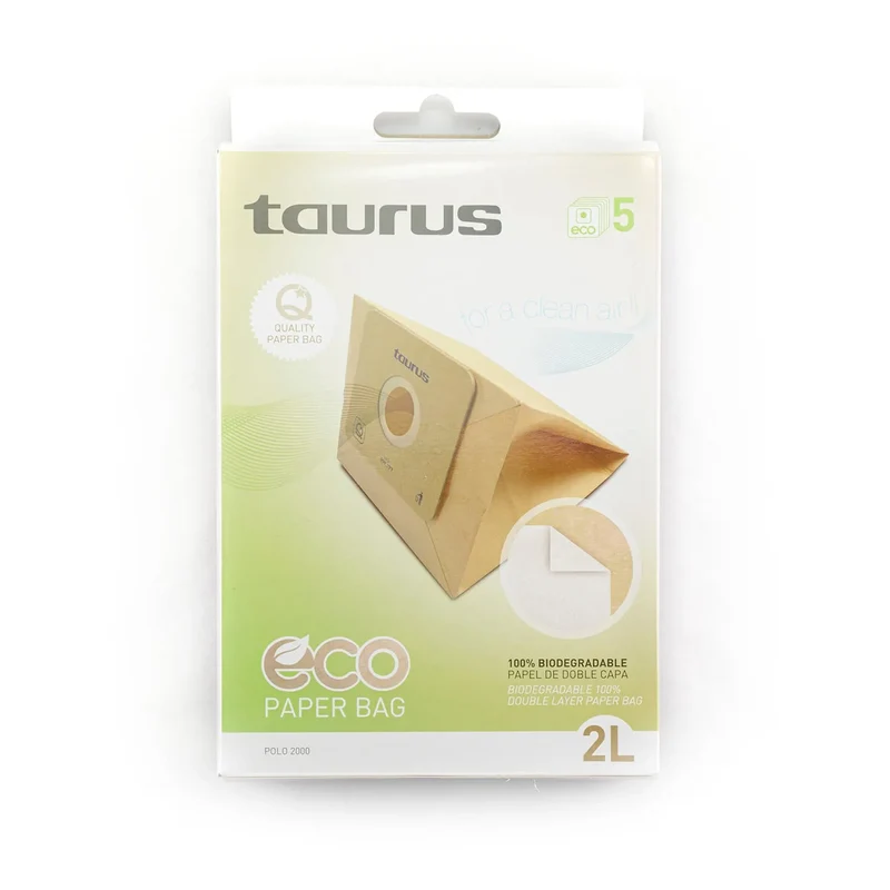 Pack de sacs en papier de 2L pour aspirateur avec sac Taurus 999193000