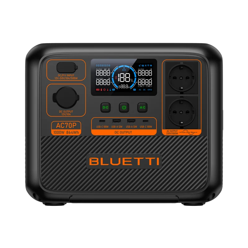 BLUETTI AC70P Station électrique portable | 1000 W / 864 Wh