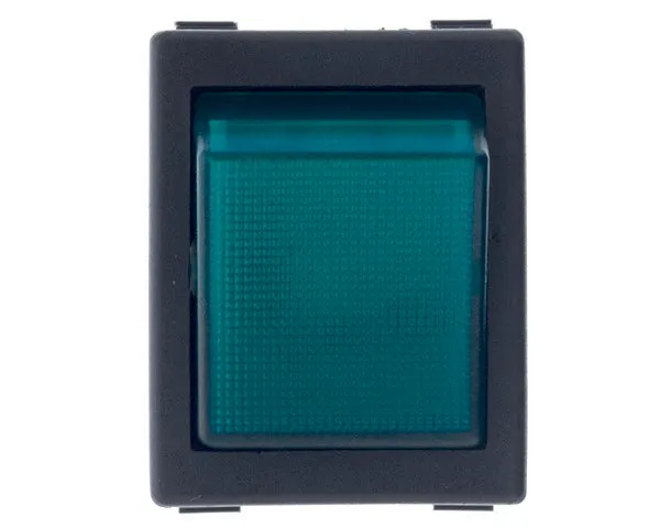 Interrupteur bipolaire vert 1 t 25x31 mm.